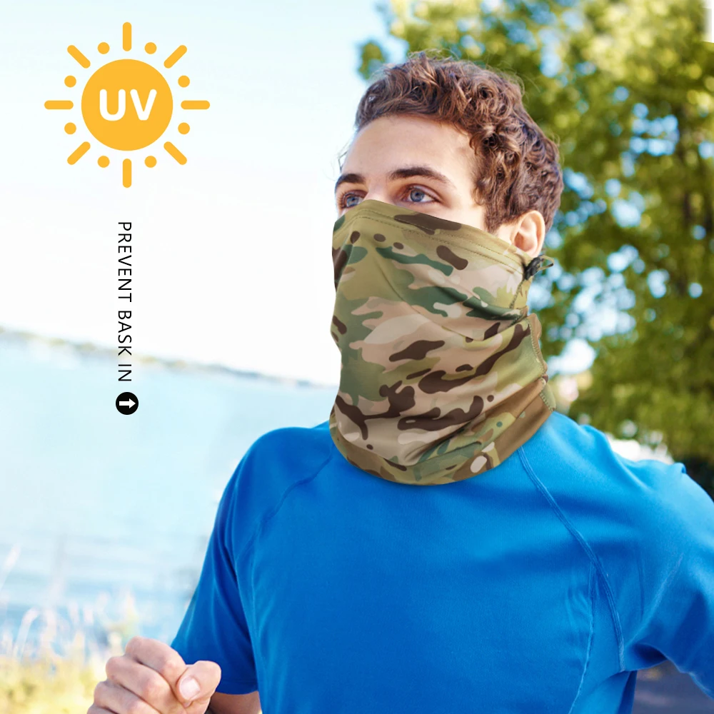 Camo Tactical Mask Neck Gaiter Face Mask Bandana Sun Cool Outdoor Cycling Hunting Hiking Camping Tube Scarf Men Women