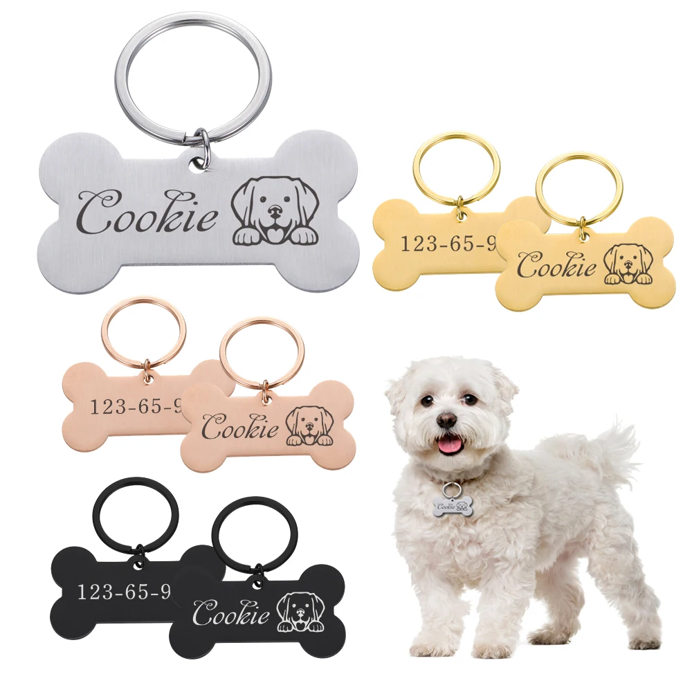 

Engraved Cat Dog ID Name Tag Custom Free Engraving Personalized Charm Pendant Dog Necklace ID for Pet Cat Collar Puppy Accessory