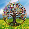Stained Glass Window Wall Hanging Ornament With Gold Rope Round Tree Of Life Suncatcher Home Decoration Housewarming Gifts 3