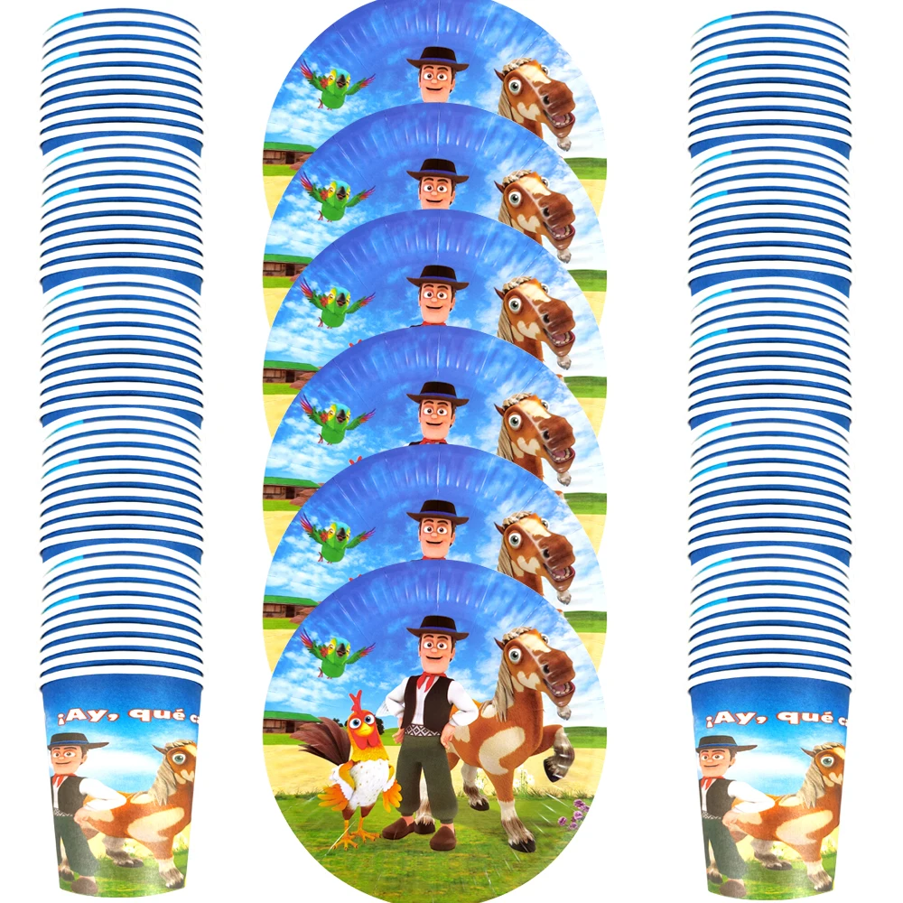 

60pcs/lot La granja de zenon Farm Ranch Theme Tableware Set Birthday Party Plates Cups Dishes Decoration Events Supplies