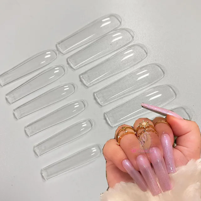 3XL Square Straight Extra Long Full Cover Nails Artificial Acrylic False Nail Tips Clear Press On Manicure Tool XXL Square