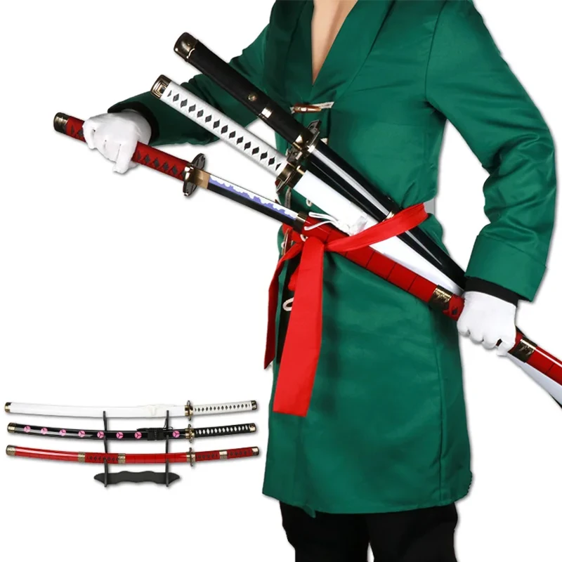 41 in Roronoa Zoro Swords Katana Japanese Anime Cosplay Samurai Sword Shusui Enma Kitetsu with Sword holder And Belt 3