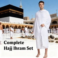 Middle East Arabic Men's Ihram Solid Color Two - Piece Set Pilgrimage Towel Suit
