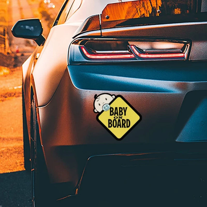Adesivi per auto per bambini con forte riflessività, resistenti all'acqua e al sole, adatti per la sicurezza, con logo auto, adatti per la parte posteriore riflettente - immagine 4