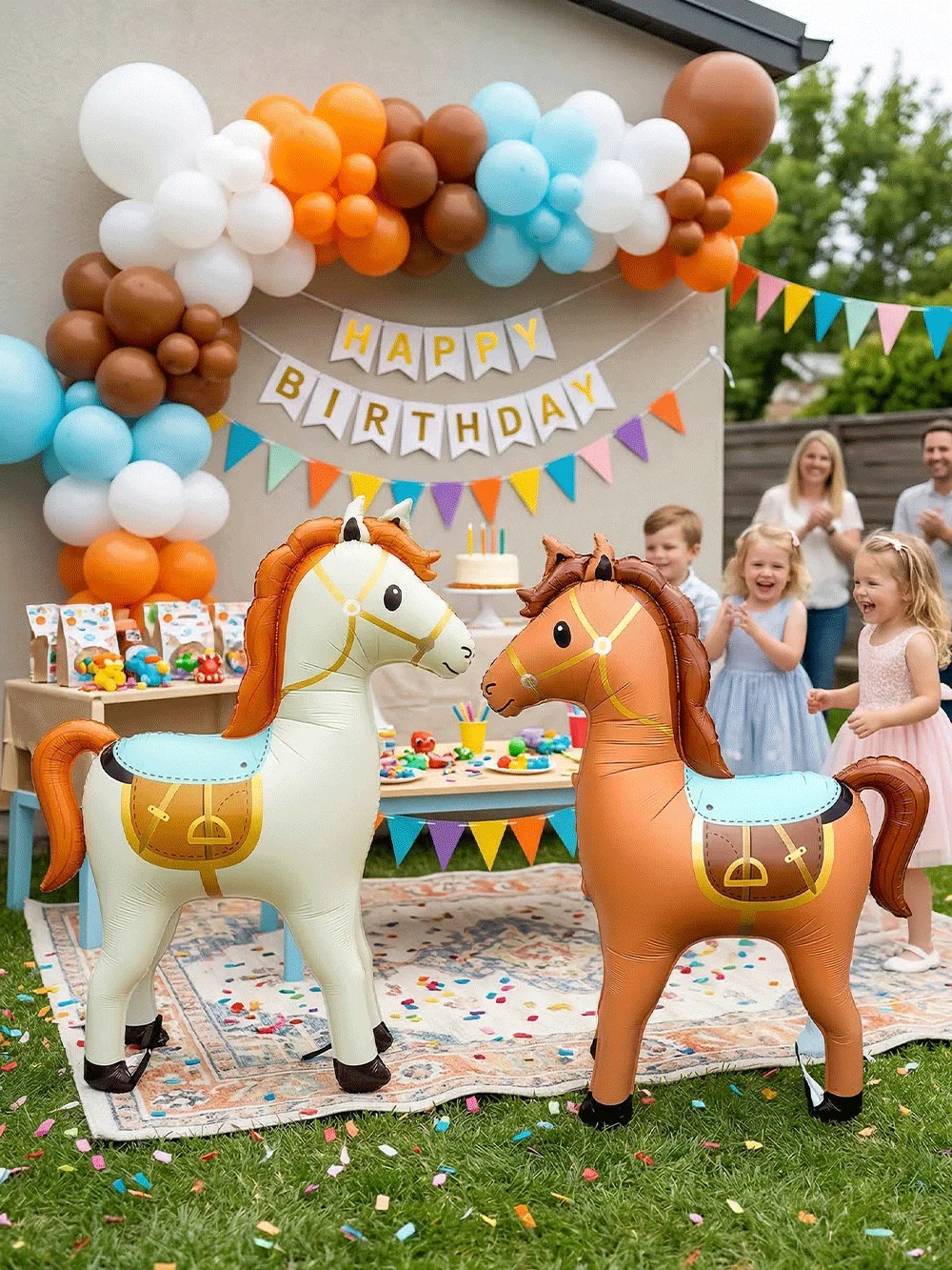 138cm Riesiger Aufblasbarer Pferdeballon, Bauernhof-Tier Folienballons, Erstes Rodeo Wild West Cowboy Cowgirl Geburtstagsparty Dekorationen – Detail 8