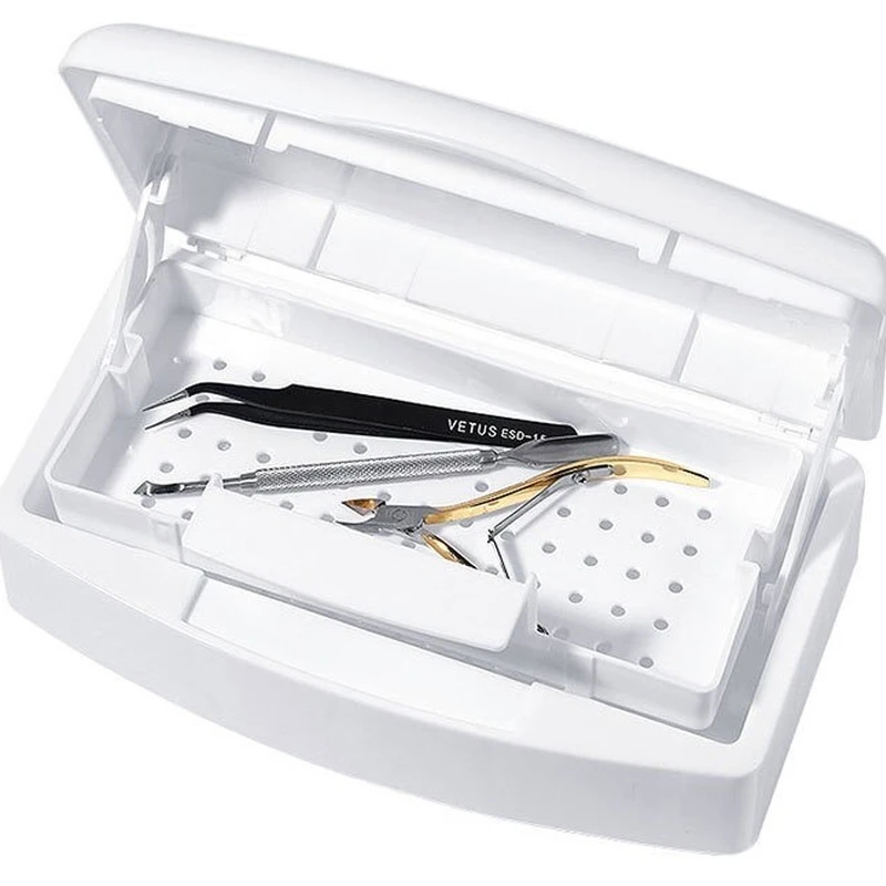 Nail Sterilizer Tray Disinfection Box Salon Nail Art Nipper Tweezers Manicure Equipment Tools Cleaner Sanitize Set Box nail art tools nail manicure accessories