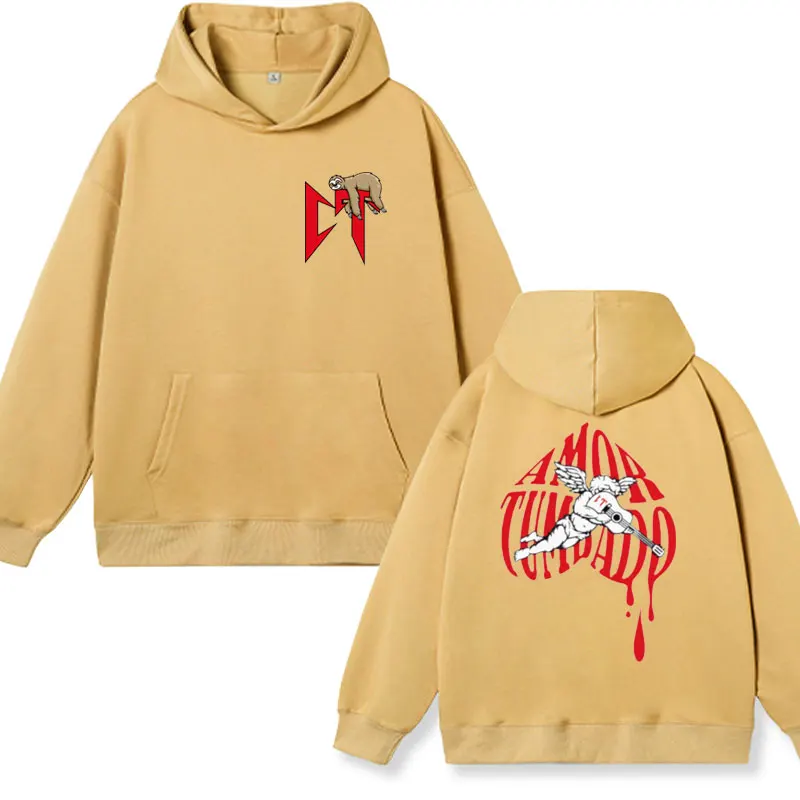 Singer Natanael Cano Amor Tumbado Sloth Print Hoodie Men Women's Fashion Pullover Sweatshirts Oversized Streetwear Hoodies Male