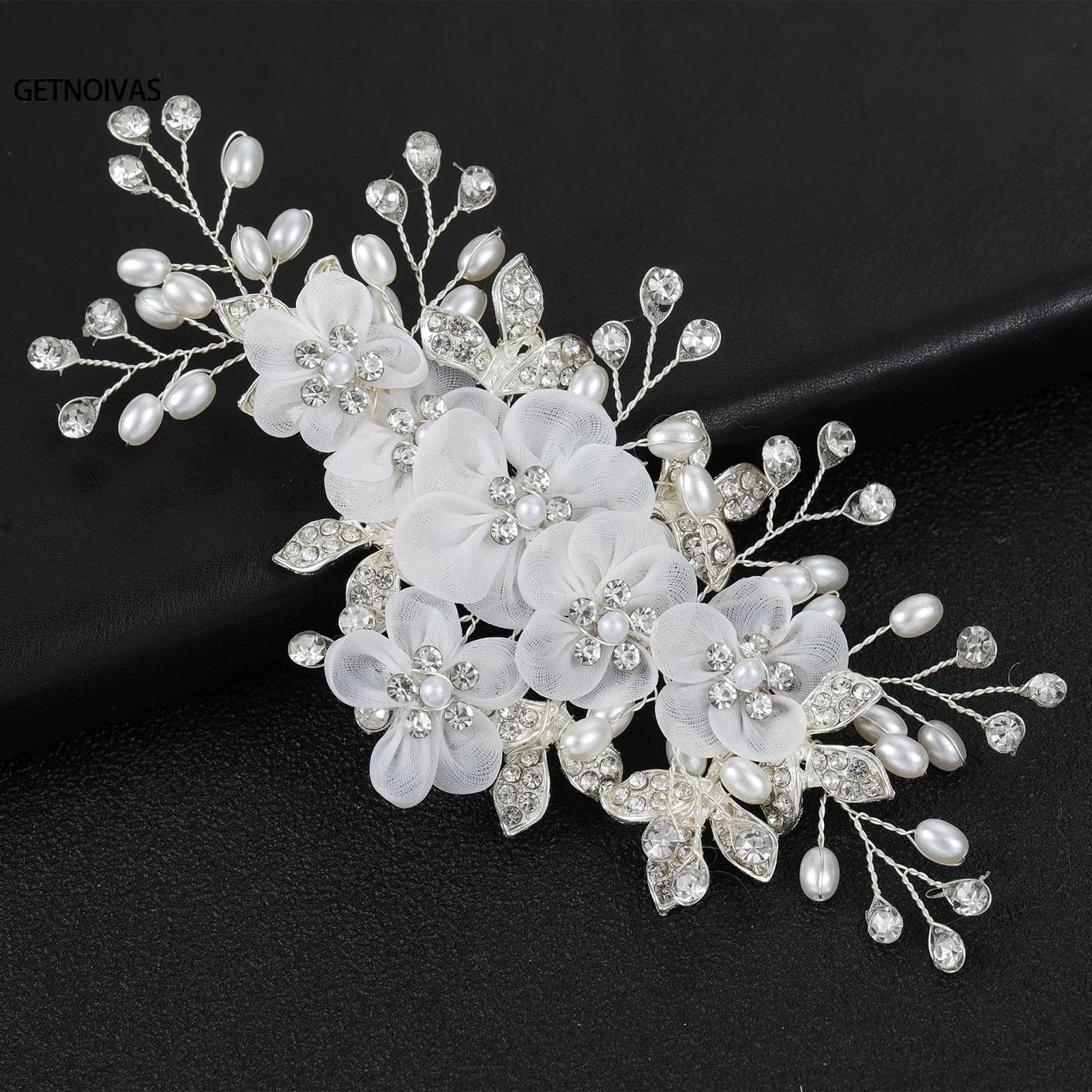 

Bridal Crystal Pearl White Flower Hair Clip Floral Style Barrette Bride Hair Jewelry Bridesmaid Wedding Hair Accessories