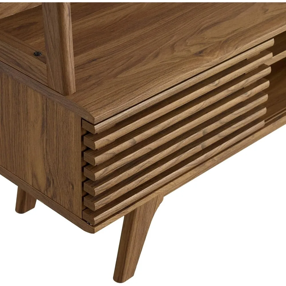 Render Mid-Century Modern TV Stand Entertainment Center, 70", Walnut 5