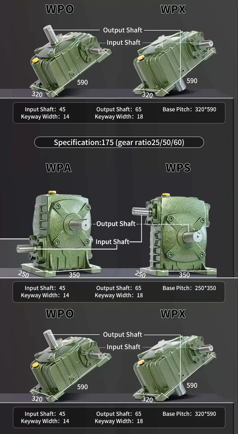WPA WPS WPO WPX40 50 60 70 80 100 Getriebe, Eisengehäuse, Schneckengetriebe, Untersetzungsgetriebe, kleiner Motor, Getriebe, Untersetzungsbox – Detail 16