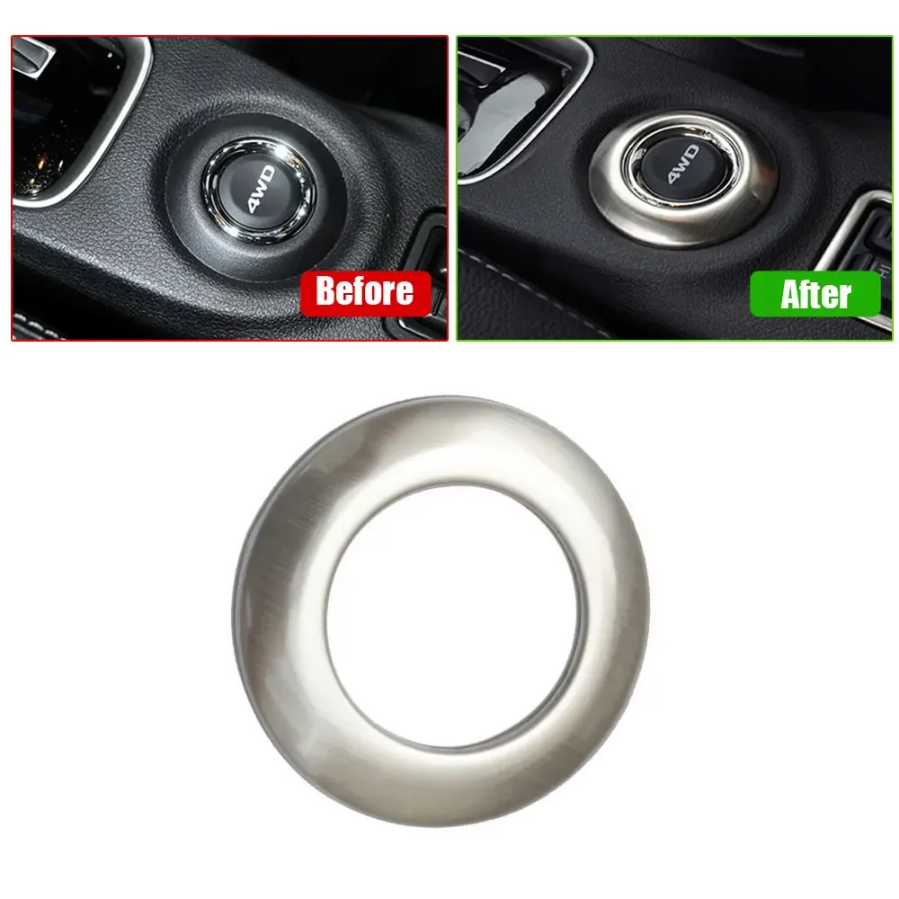 

1pc Steel Car-styling Interior Sticker 3D Stainless 4WD Car Button Decoration Ring for Mitsubishi Outlander 2013 2014 2015 2016