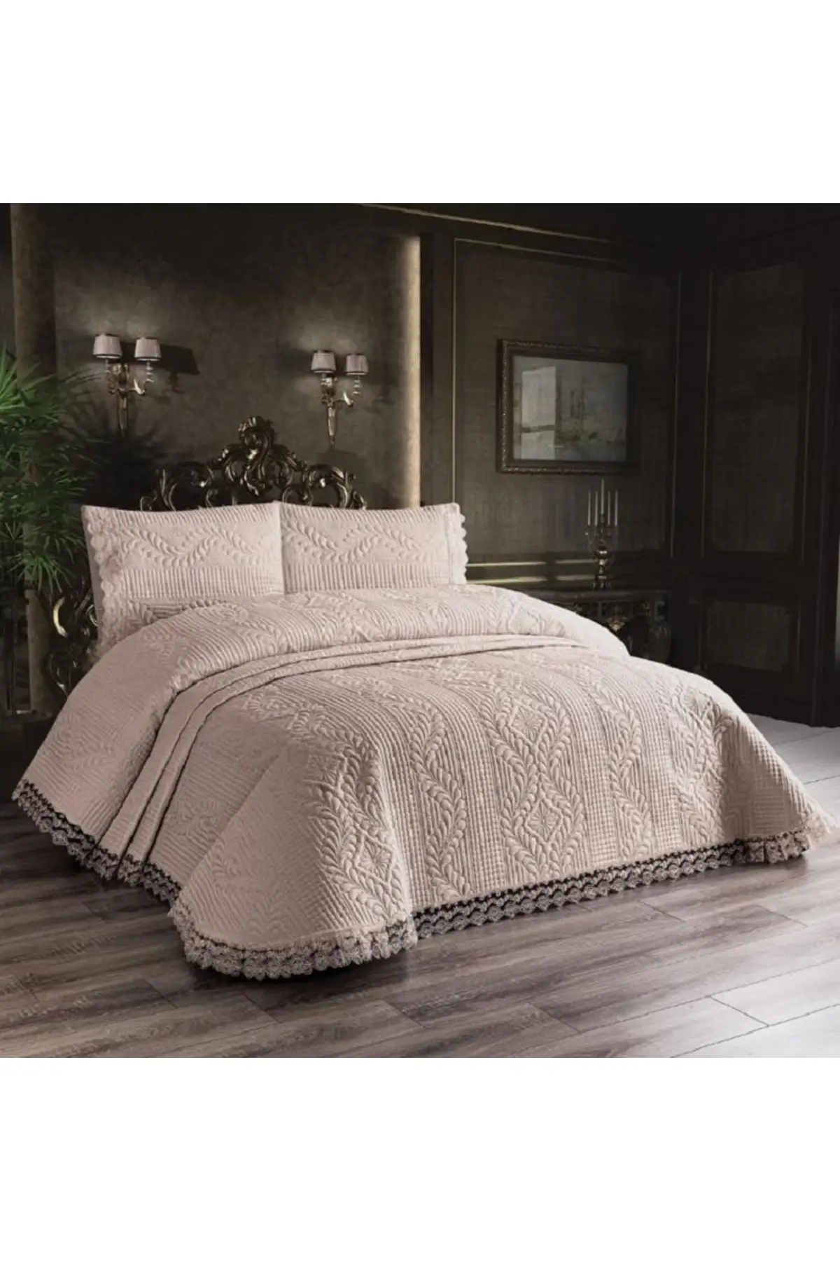 

Double Bedspread Pike Cotton 250x260 Bed Linen Beige Pike & Pike Set Room Textile Home & Furniture