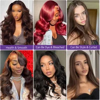 36 pouces chocolat brun vague de corps HD dentelle avant perruque de cheveux humains brésilien 13x6 dentelle frontale perruques pré-plumées pour les femmes 200 densité 4