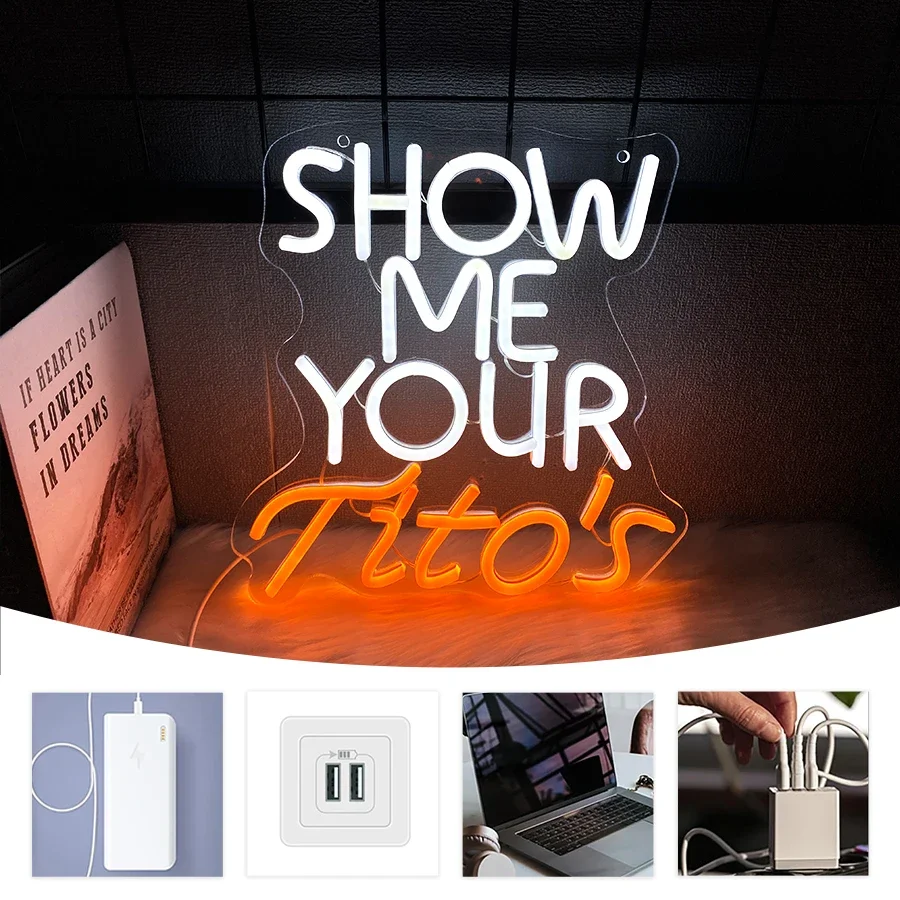 티토스 보드카 LED 사인 램프, USB 전원 공급 장치, 맥주 바, 차고, 남자 동굴, 파티 장식에 사용, 내 쇼