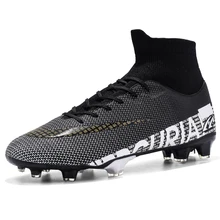 Adult Professional FG/TF Soccer Shoes Non-Slip Long Spike Football Boots Young Kids High Ankle Cleats Grass Soccer Sneakers