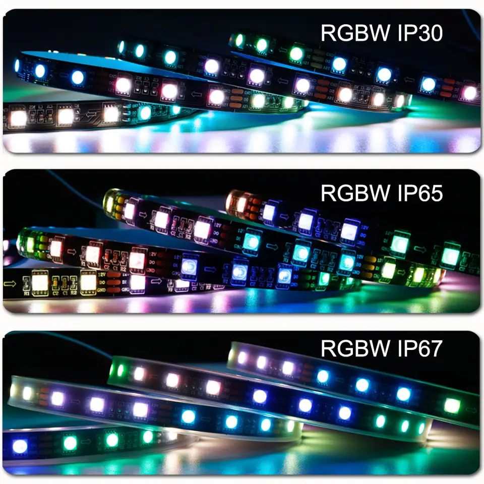 1-5M SK6812 RGBW RGBWW LED Strip Light 5050SMD 4 IN 1 60LEDs/m Addressable LED Pixel Tape White/Black PCB IP30 IP65 IP67 DC12V image 5