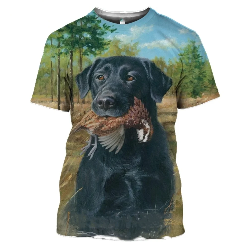 

New Trend Animal 3D HD Printing T-Shirt Labrador Duck Hunting Hip Hop Men's Casual Harajuku Hip Hop Round Neck Short Sleeve Tees