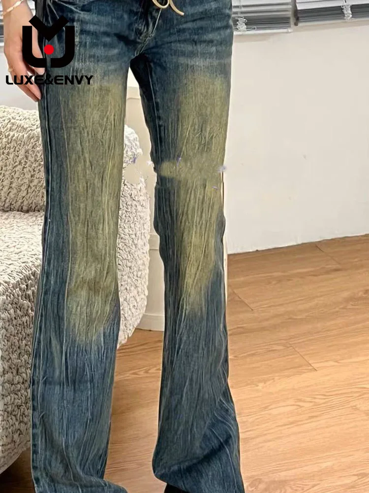 

LUXE&ENVY 2023 Spicy Girls Embroidered Wash Low Waist Micro Denim Pants
