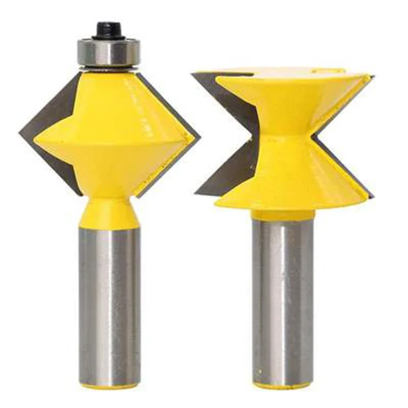 

2pcs 12MM 1/2" Shank 90 Degree V design Tingue Groove Edge Banding Router Bit Set Plate Splicing Woodworking Milling Cutter