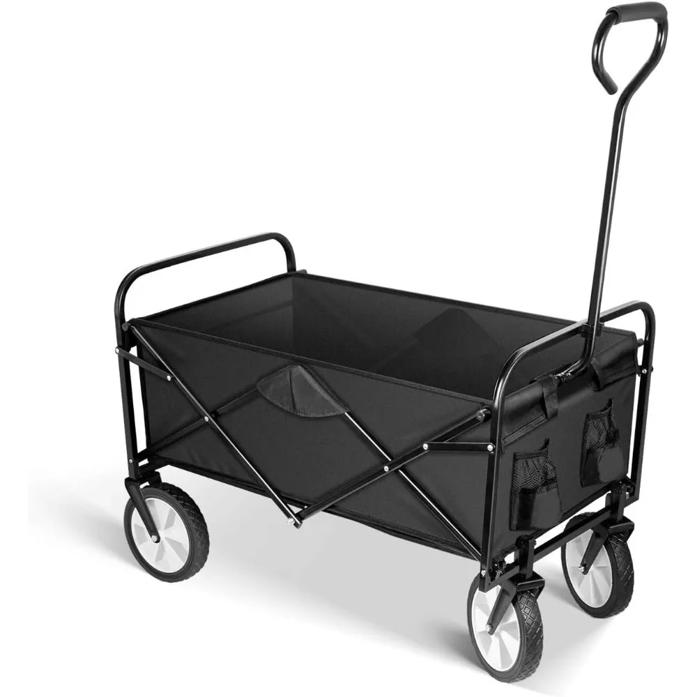 

YSSOA Folding Garden Cart PRO, Collapsible Handy Wagon with 360 Degree Swivel Wheels & Adjustable Handle