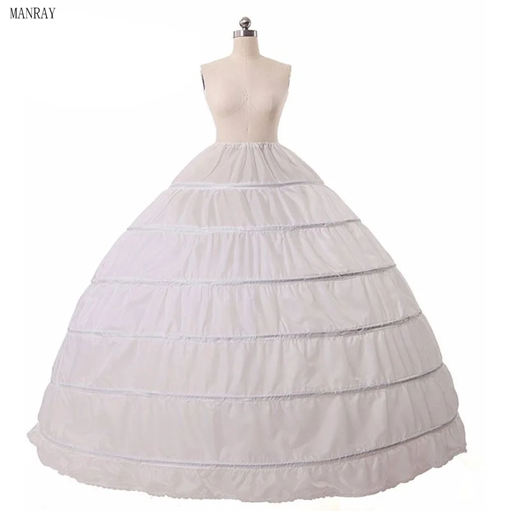 MANRAY-Grand jupon moelleux sans fil pour robe de mariée, crinoline blanche, soutien de la mariée, sous-jupe élastique à la taille, 6 cerceaux