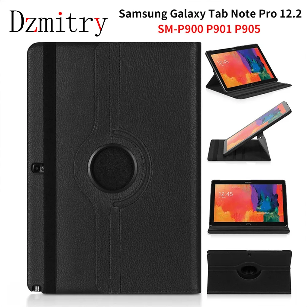 para Samsung Galaxy Tab Note Pro 12.2 Polegada P900 P901 P905 Sm-p900 Tablet Case 360 Suporte de Rotação Flip Capa Couro