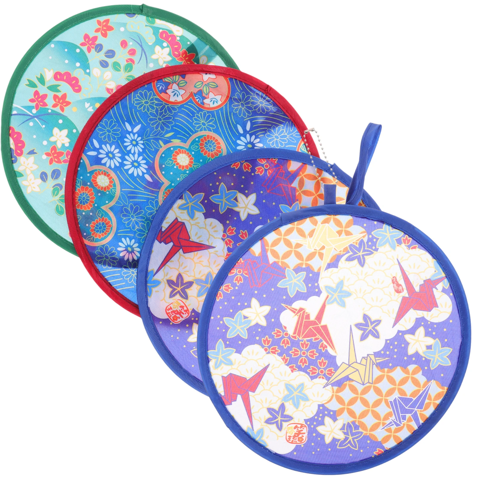 Folding Fan 4pcs Outdoor Playset Dance Paddle Handheld Circular Children Traditional Style Round For Woman
