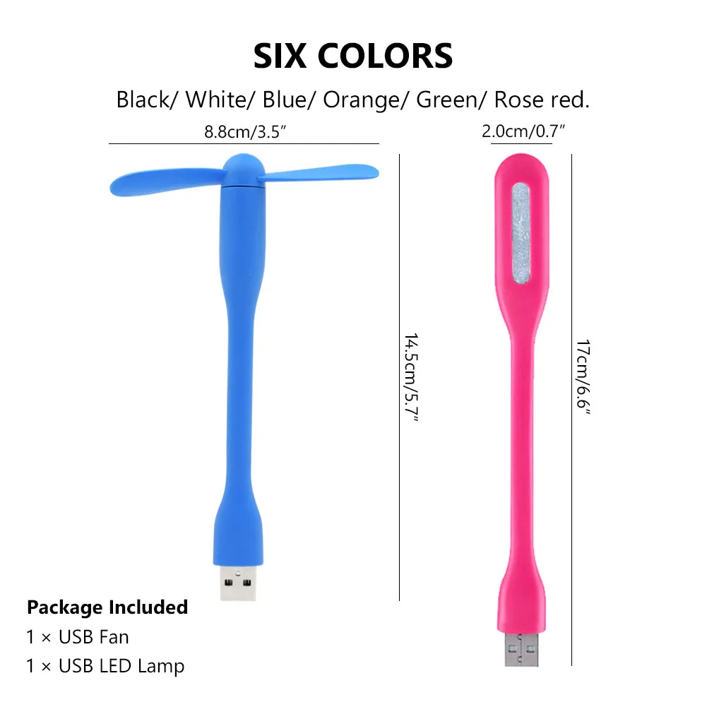 Creative USB Fan and USB LED Light For Xiaomi Book Power Bank Notebook Computer, handheld fan, cooling fan