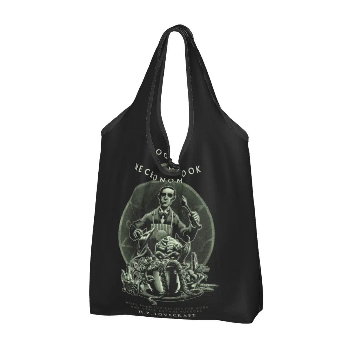 

Necronomicook Call Of Cthulhu Shopping Bag Foldable Grocery Bags Capacity Lovecraft Arkham Arcane Horror Recycling Bags Handbag
