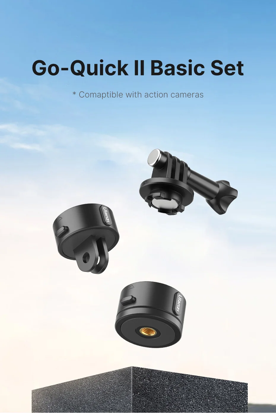 Description Picture 2 of itemUlanzi Go Quick II Release System for GoPro Hero 13 12 11 10 9 8 7 6 Insta360 DJI Osmo Action Mount Base Tripod Gopro Accessory