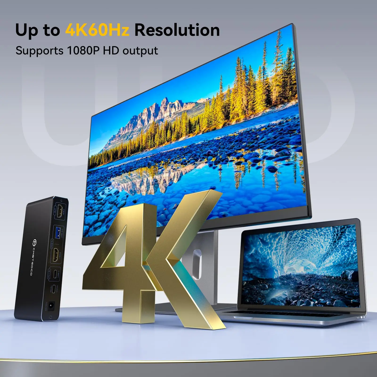USB C HDMI KVM 스위치 1 모니터 2 컴퓨터 4K@60Hz, 2PC 공유용 2 포트 스위치 1 모니터 키보드 마우스 하드 드라이브 프린터