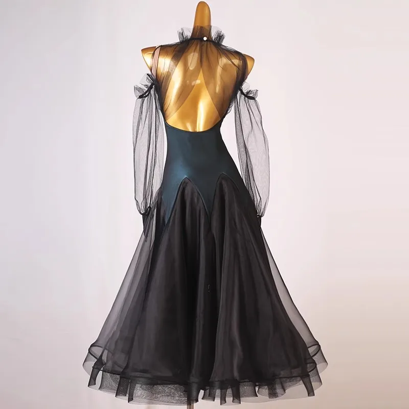 Tuta da ballo sportiva Competizione Abito da ballo Vestito da ragazza Manica lunga Costume per adulti Valzer Abbigliamento moderno Costumi di scena serali - immagine 2