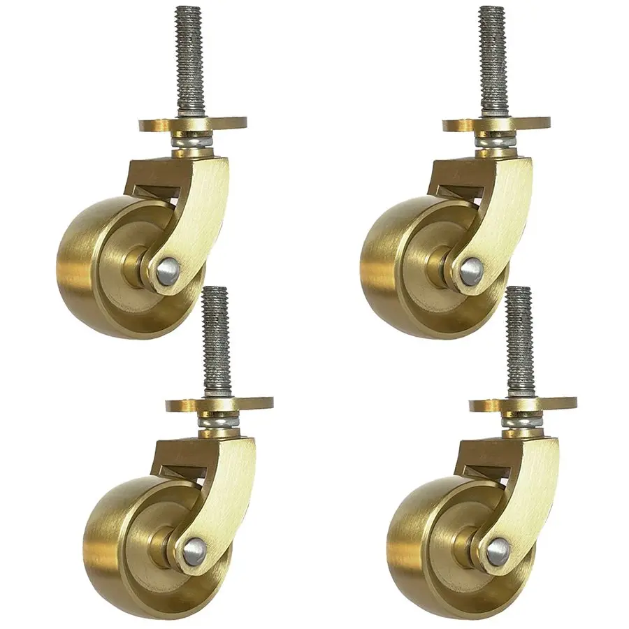 

HOT 4PCS 1.25'' Solid Brass Casters Universal Wheels Table Chair Sofa Couch Piano Cabinet Castors 360° Swivel Furniture Rollers