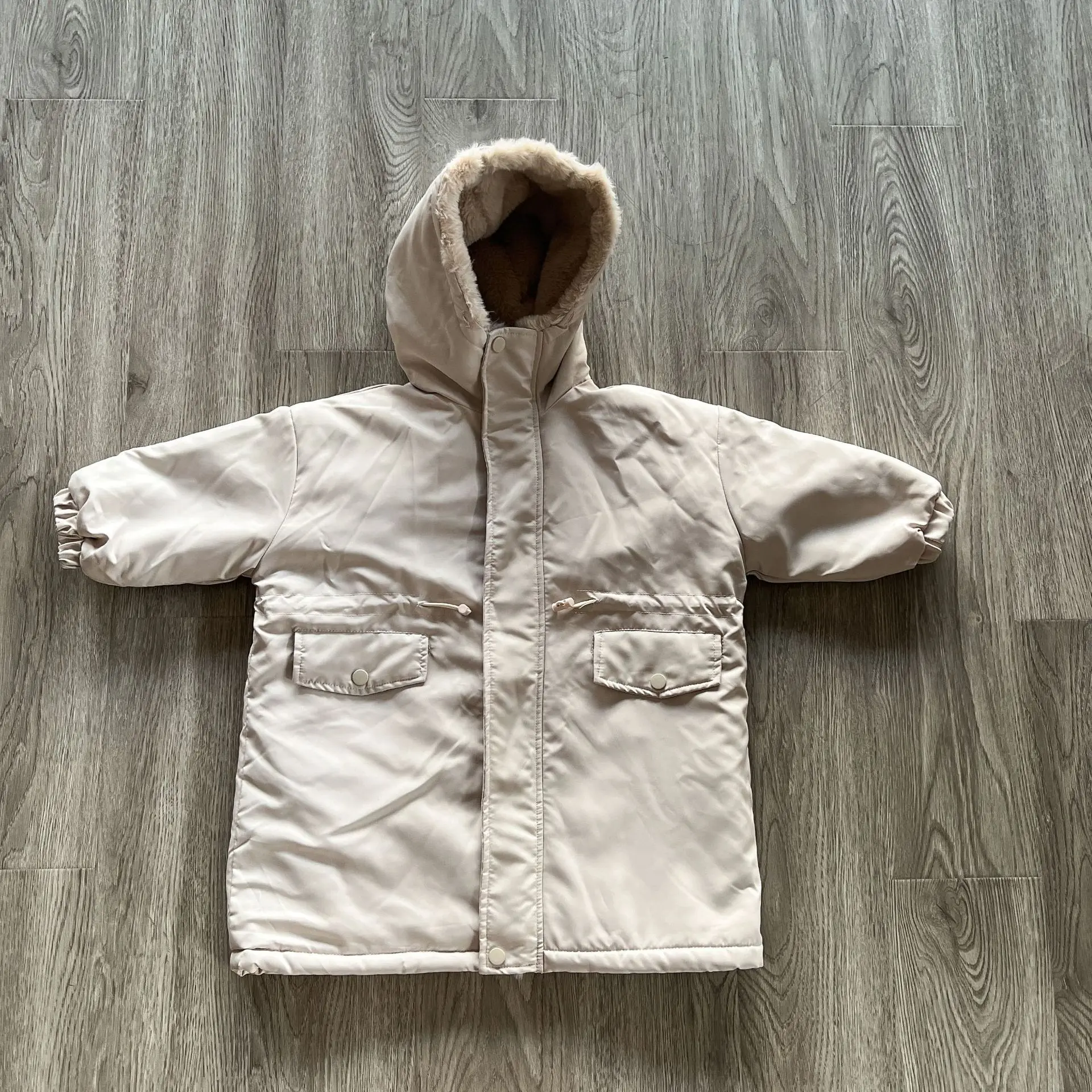 معطف بناتي شتوي قطن مبطن مخمل