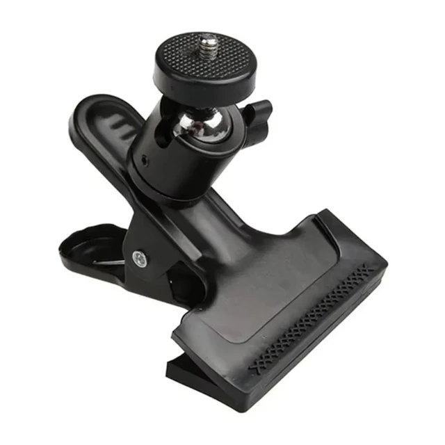 Metal Camera Clip Clamp Flash Holder Mount with 360 Swivel Photography Ball-Head 1/4" Threaded Screw for Camera Tripod SLR DSLR
