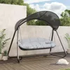 Outdoor Patio Swing Chair 3-Person, 3-Seat Patio Rocking chair, Patio Lounge Chair Swing Set for Porch and Garden 1