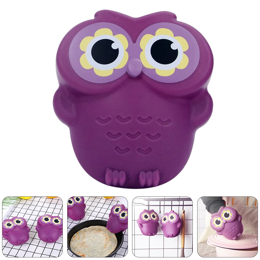 

Gloves Owl Cooking Pinch Mitts Non-slip Silicone Pot Holder Oven Heat Resistant Purple
