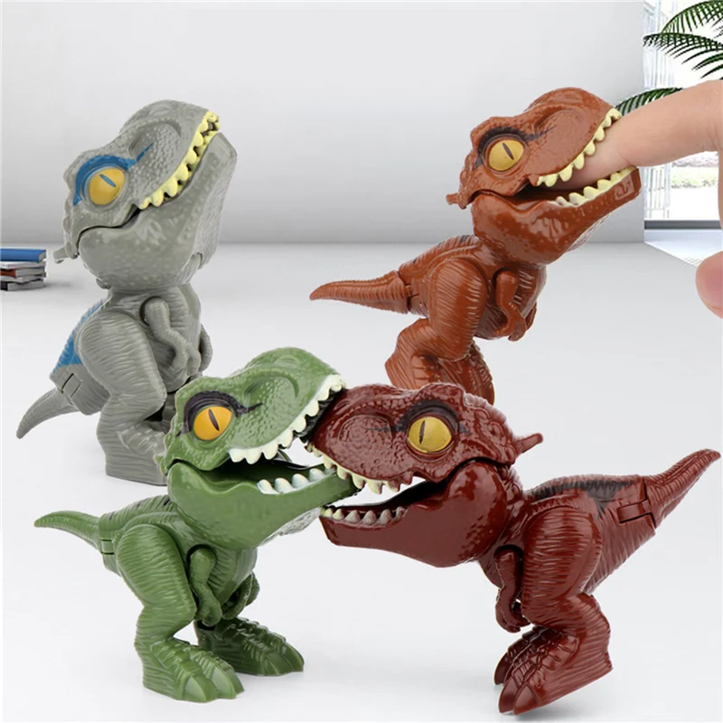 4 pçs/set engraçado dos desenhos animados dedo dinossauro jurássico mundo t- rex criativo complicado tyrannosaurus