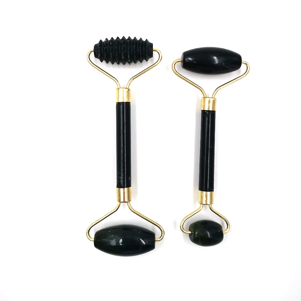 Obsidian Jade Roller and Gua Sha Facial Set