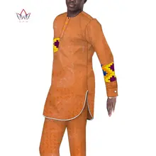 

African Clothing Plus Size Patchwork Shirts+Trousers African Print Men's Outfits Male Groom Suits Ankara Pant Sets WYN1419