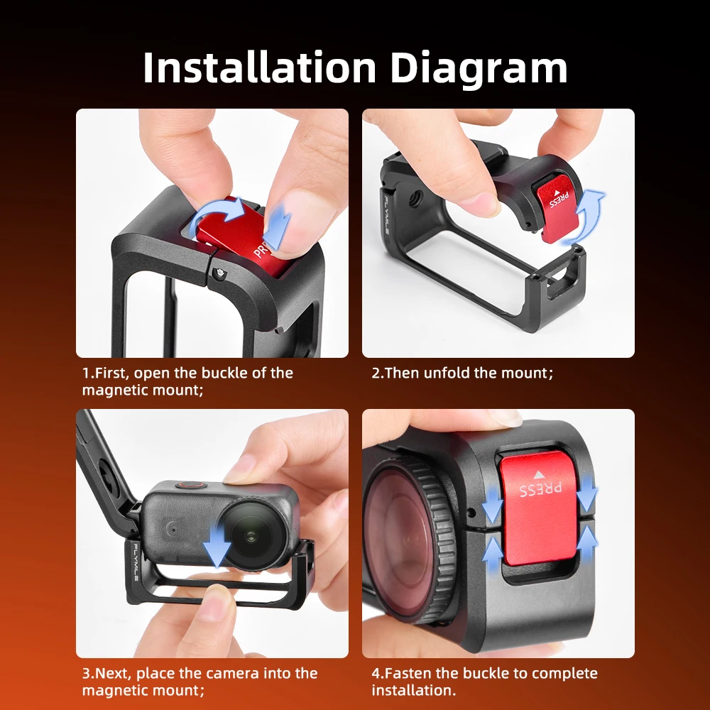 Flymile Metallkäfig für DJI Osmo Nano Zubehör Schutzgehäuse mit Cold Shoe 1/4 Schraubenloch Aluminiumlegierung Halterungsrahmen – Detail 9