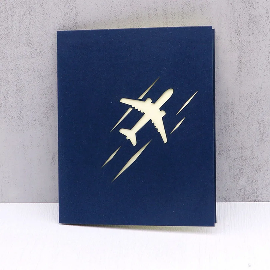 3D Pop UP Airplane Greeting Cards Carving Aircraft Model Table Craft Decoration Plane Enthusiast Birthday Tourist Postcard JXB