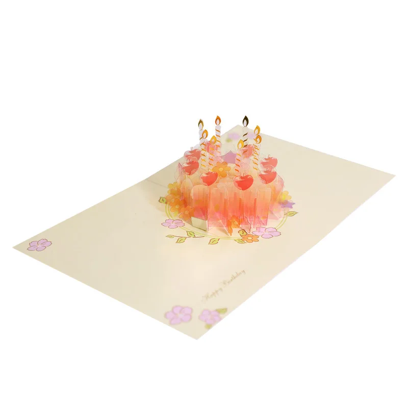 3D Pop Up Crystal Cake Thank You Greeting Cards Birthday Card Postcards Holiday Wishes Friend Valentines Gifts