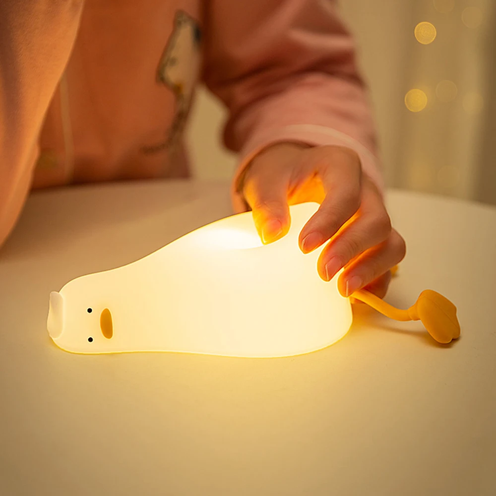 Led Children Night Light Rechargeable Silicone Squishy Duck Lamp Child