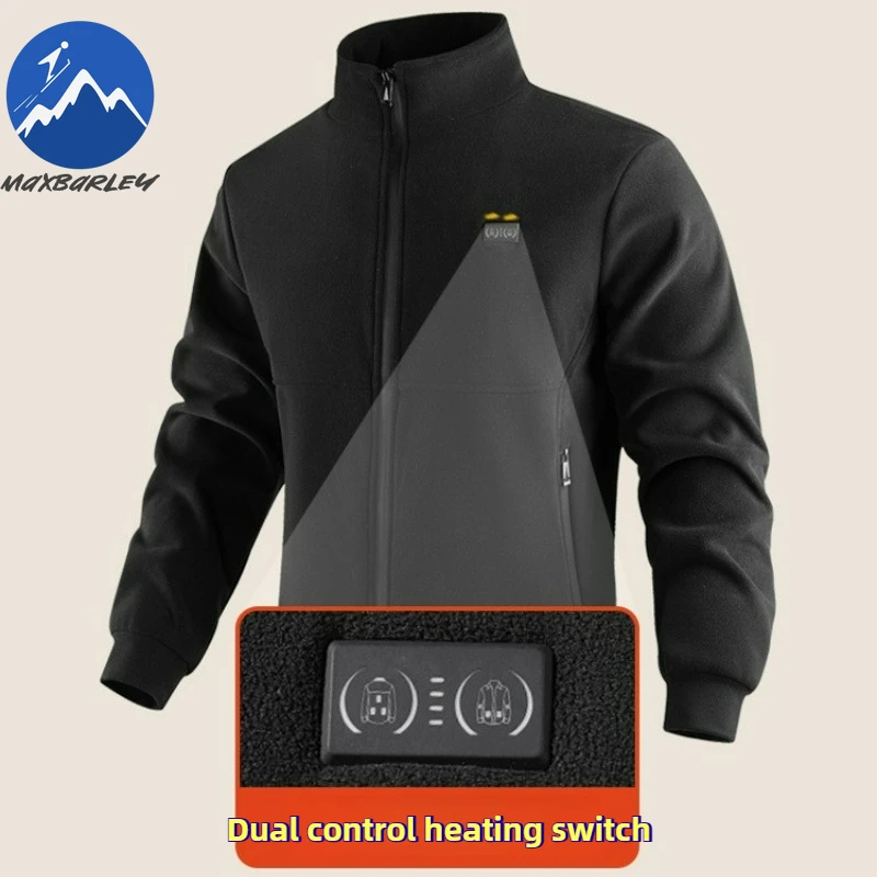 COMXZ 2025 Stand Collar Casual Heated Jacket Winter Graphene Fiber Heating Warm Coat Outdoor Fishing Camping Functional Wear