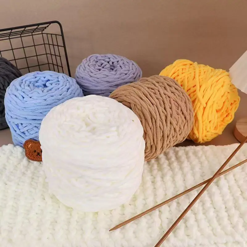 Chenille Knitting Yarn 3PCS 300g Soft Ice Strip Line Cotton Yarn DIY Wool Yarn for Handmade Knitting Blanket Scarf Thick Thread 4