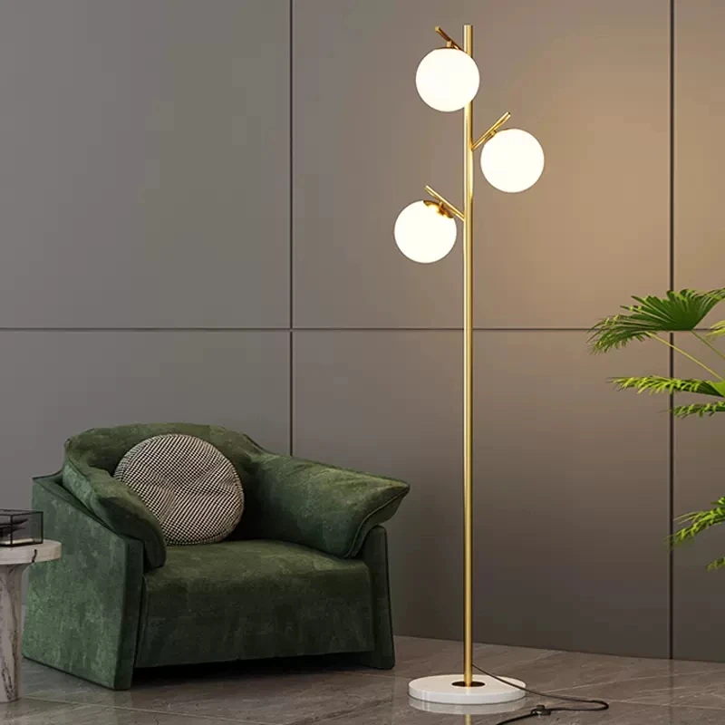 Depuley Lampadaire LED pour salon avec boule en verre, lampe sur