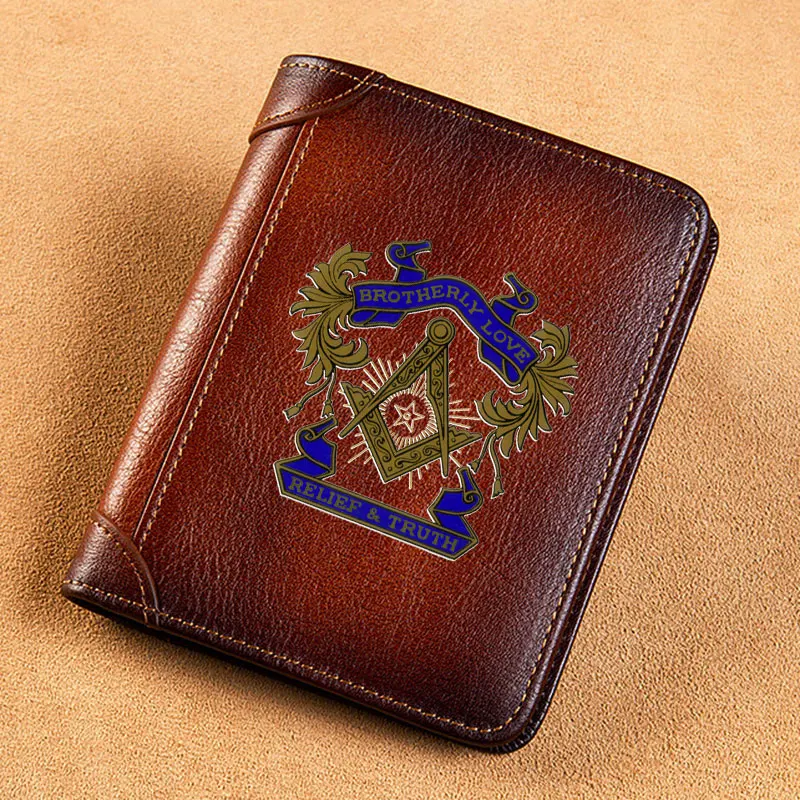 High Quality Genuine Leather Wallet Brotherly Love Relief And Truth Printing Standard Purse BK275