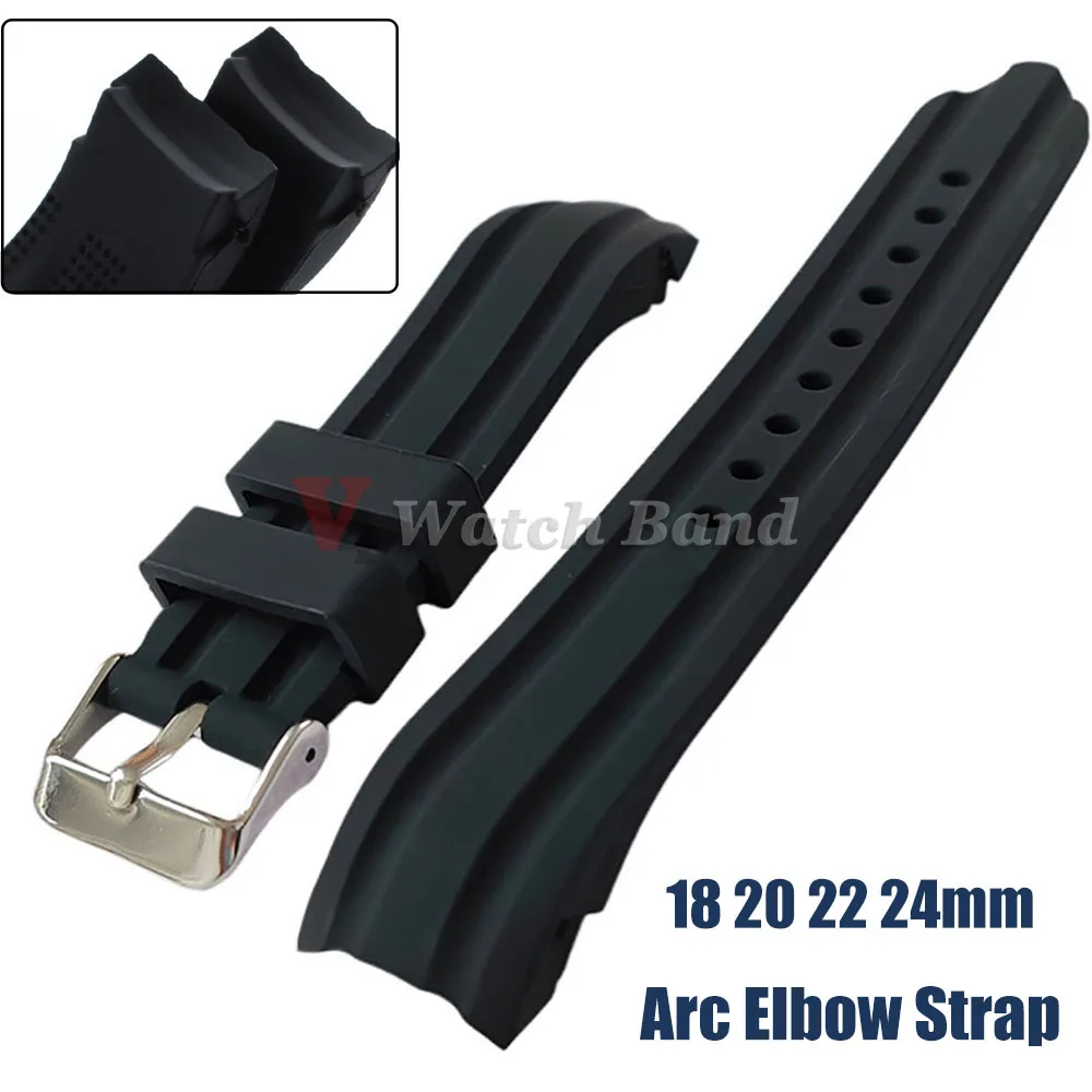 Premium Thick Soft Silicone Watch Band - Sport Waterproof Wrist Strap with Curved Ends
