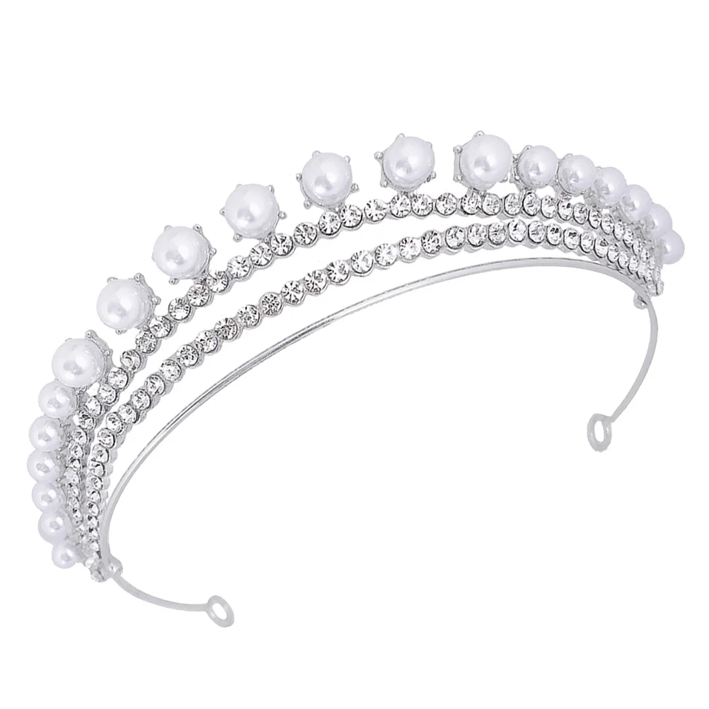 

1pc Bride Crown Shiny Crystal Crown Pearl Wedding Party Crown Headdress